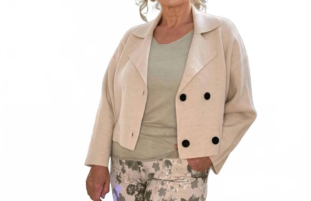 NEW MADE IN ITALY double-breasted sweater jacket in oatmeal